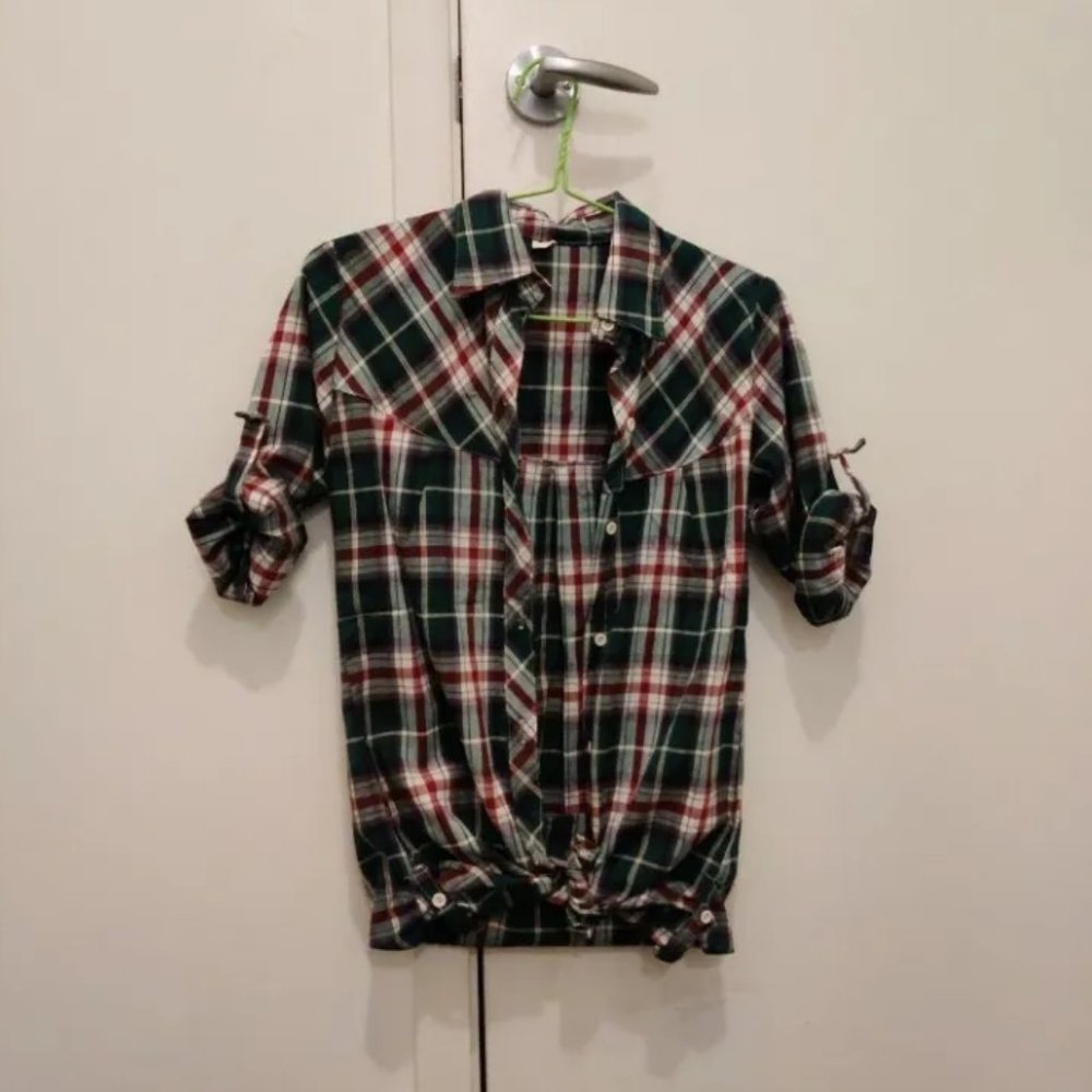 Green Plaid Long Shirt